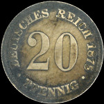 LaZooRo: Nemčija 20 Pfennig 1875 G VF / XF - srebro