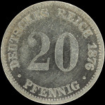 LaZooRo: Nemčija 20 Pfennig 1876 D VF - srebro