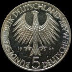 LaZooRo: Nemčija 5 Mark 1964 J Gottlieb Fichte PROOF redek e - Srebro