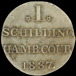 LaZooRo: Nemčija HAMBURG 1 Schilling 1837 XF / UNC - srebro