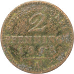 LaZooRo: Nemčija PRUSKA 2 Pfennig 1865 A VG