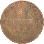 LaZooRo: Nemčija PRUSKA 4 Pfennig 1851 A F / VF