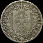 LaZooRo: Nemčija PRUSSIA 1/6 Thaler 1828 D VF / XF redkejši - srebro