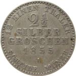 LaZooRo: Nemčija PRUSSIA 2 1/2 Groschen 1855 A XF - Srebro