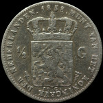 LaZooRo: Nizozemska 1/2 Gulden 50 Cents 1858 VF / XF - srebro