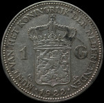 LaZooRo: Nizozemska 1 Gulden 1922 XF - srebro