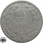 LaZooRo: Nizozemska 10 Cents 1901 VF - Srebro