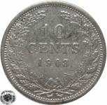LaZooRo: Nizozemska 10 Cents 1903 XF - Srebro
