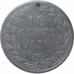 LaZooRo: Nizozemska 10 Cents 1906 VF a - Srebro