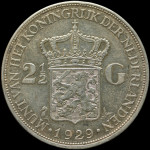 LaZooRo: Nizozemska 2 1/2 Gulden 1929 XF - Srebro