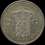 LaZooRo: Nizozemska 2 1/2 Gulden 1929 XF - srebro