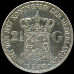 LaZooRo: Nizozemska 2 1/2 Gulden 1932 VF/XF - Srebro