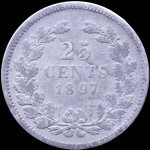 LaZooRo: Nizozemska 25 Cents 1897 VF - srebro