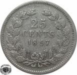 LaZooRo: Nizozemska 25 Cents 1897 XF - Srebro