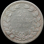 LaZooRo: Nizozemska 25 Cents 1905 VF - srebro