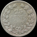 LaZooRo: Nizozemska 25 Cents 1906 VF - srebro