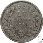 LaZooRo: Nizozemska 25 Cents 1849 XF - Srebro
