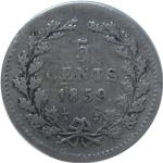LaZooRo: Nizozemska 5 Cents 1859 VF - Srebro