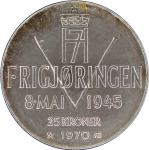 LaZooRo: Norveška 25 Kroner 1970 UNC PROOF - Silver