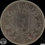 LaZooRo: Norveška 50 Ore 1877 VF - srebro