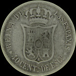 LaZooRo: Španija 40 Centimos 1868 VF - srebro