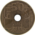 LaZooRo: Španija 50 Centimes 1953 XF / UNC