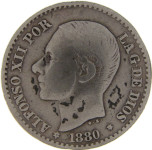 LaZooRo: Španija 50 Centimos 1880 VF - srebro