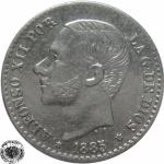 LaZooRo: Španija 50 Centimos 1886 XF - Srebro