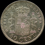 LaZooRo: Španija 50 Centimos 1904 PROOF - Srebro