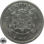 LaZooRo: Švedska 1 Krona 1887 F/VF 'keydate' - Srebro