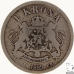 LaZooRo: Švedska 1 Krona 1889 VF - Srebro