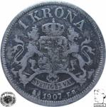 LaZooRo: Švedska 1 Krona 1907 VF/XF a - Srebro