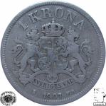 LaZooRo: Švedska 1 Krona 1907 VF/XF - Srebro