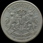 LaZooRo: Švedska 2 Kronor 1907 XF redkejši - srebro