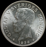 LaZooRo: Švedska 2 Kronor 1938 UNC - Srebro