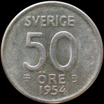 LaZooRo: Švedska 50 Ore 1954 UNC – srebro