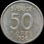 LaZooRo: Švedska 50 Ore 1956 UNC – srebro