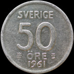 LaZooRo: Švedska 50 Ore 1961 UNC – srebro