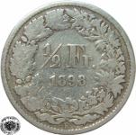 LaZooRo: Švica 1/2 Franc 1898 F/VF c - Srebro