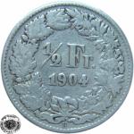 LaZooRo: Švica 1/2 Franc 1904 VF a - Srebro