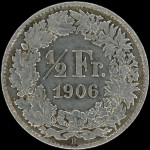 LaZooRo: Švica 1/2 Franc 1906 XF - srebro
