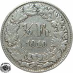LaZooRo: Švica 1/2 Franc 1910 VF a  - Srebro