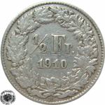 LaZooRo: Švica 1/2 Franc 1910 VF - Srebro