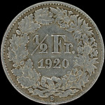 LaZooRo: Švica 1/2 Franc 1920 XF - srebro