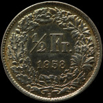 LaZooRo: Švica 1/2 Franc 1958 Specimen - Srebro