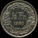 LaZooRo: Švica 1/2 Franc 1960 Specimen - Srebro