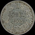 LaZooRo: Švica 1/2 Frank 1905 XF - srebro