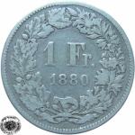 LaZooRo: Švica 1 Franc 1880 VF a - Srebro