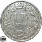 LaZooRo: Švica 1 Franc 1905 VF - Srebro