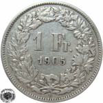 LaZooRo: Švica 1 Franc 1905 VF/XF d - Srebro
